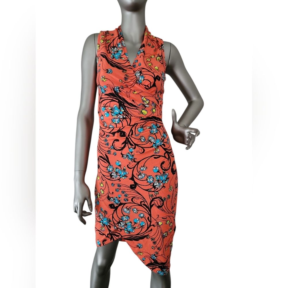 Nicole Miller Floral Swirl Tuck Front Cropped Dress Petite P